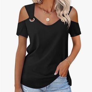 Black Cold Shoulder Women Top